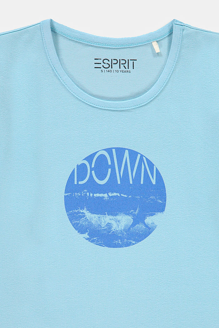 T-shirt à imprimé en coton stretch, LIGHT TURQUOISE, detail image number 2