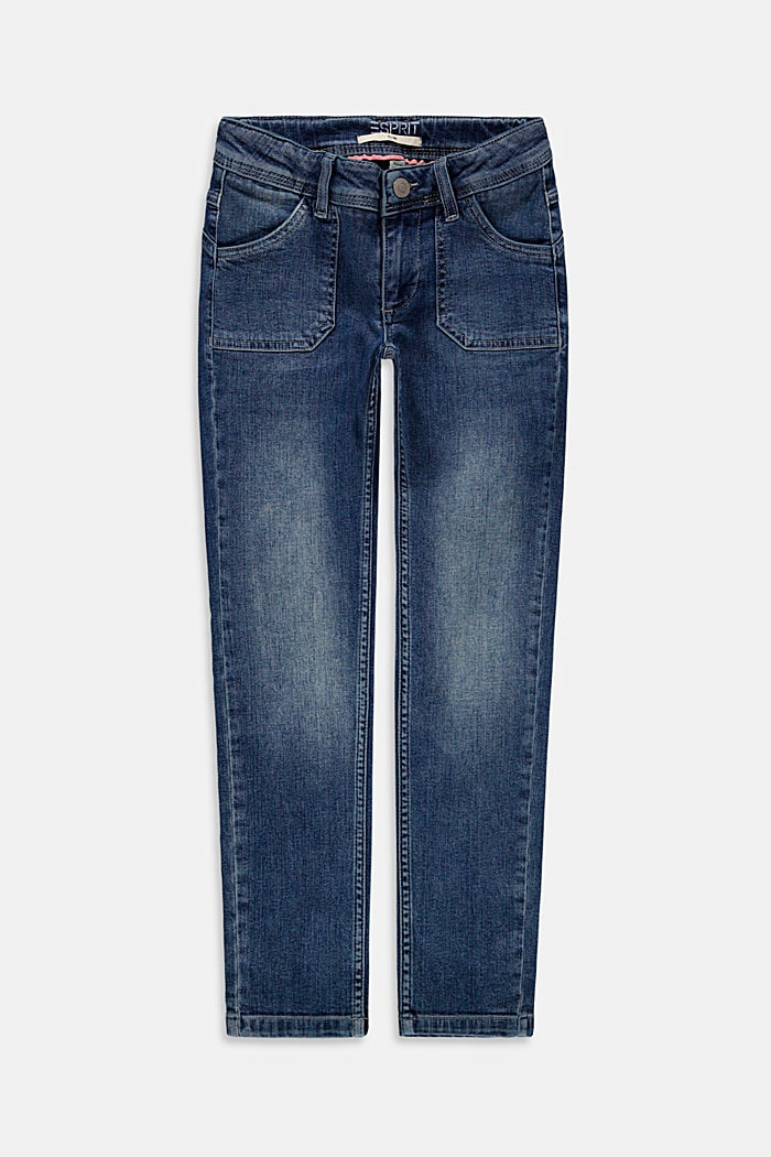 Smalle jeans met garment-washed look, BLUE MEDIUM WASHED, detail image number 0