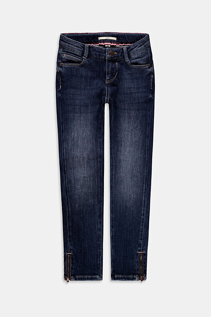 Jeans stretti elasticizzati con zip sul fondo