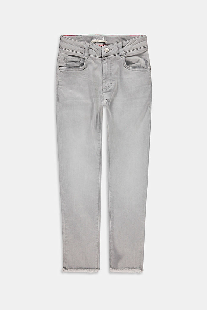 Jeans med fransade benslut och reglerbar linning