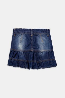 ESPRIT - Denim flounce skirt made of cotton lyocell at our Online Shop