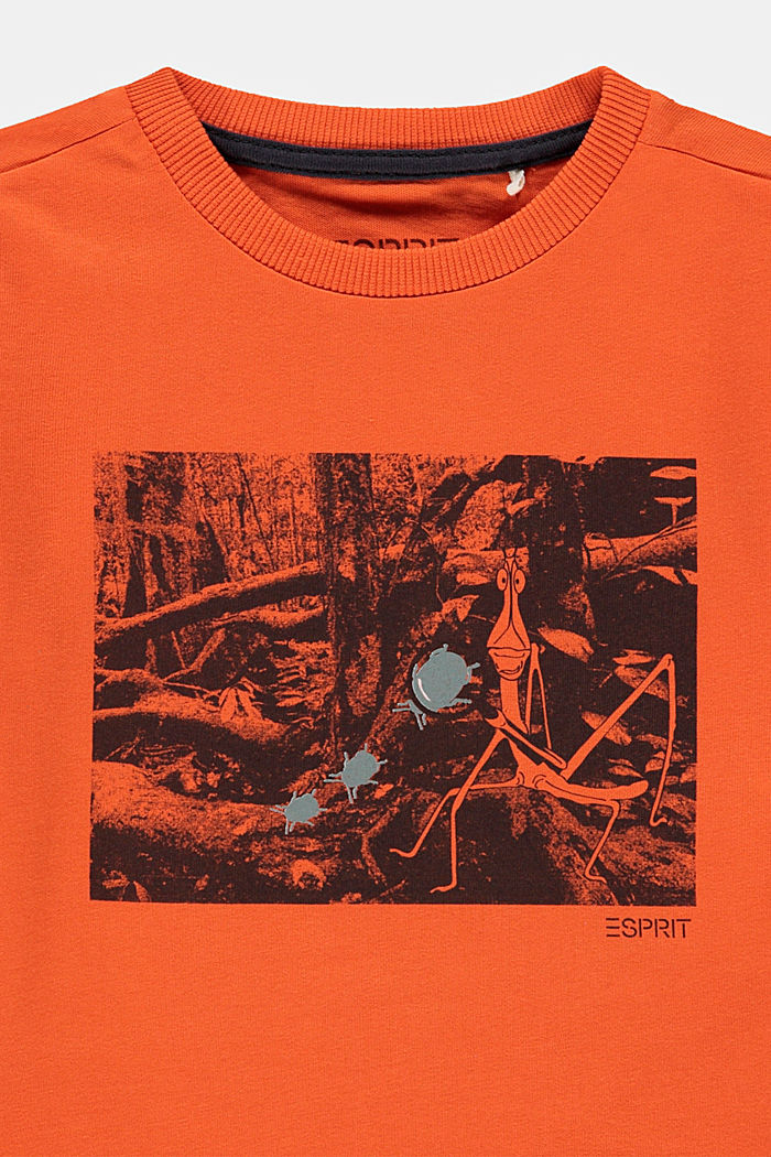 Camiseta con estampado en 100 % algodón, RED ORANGE, detail image number 2