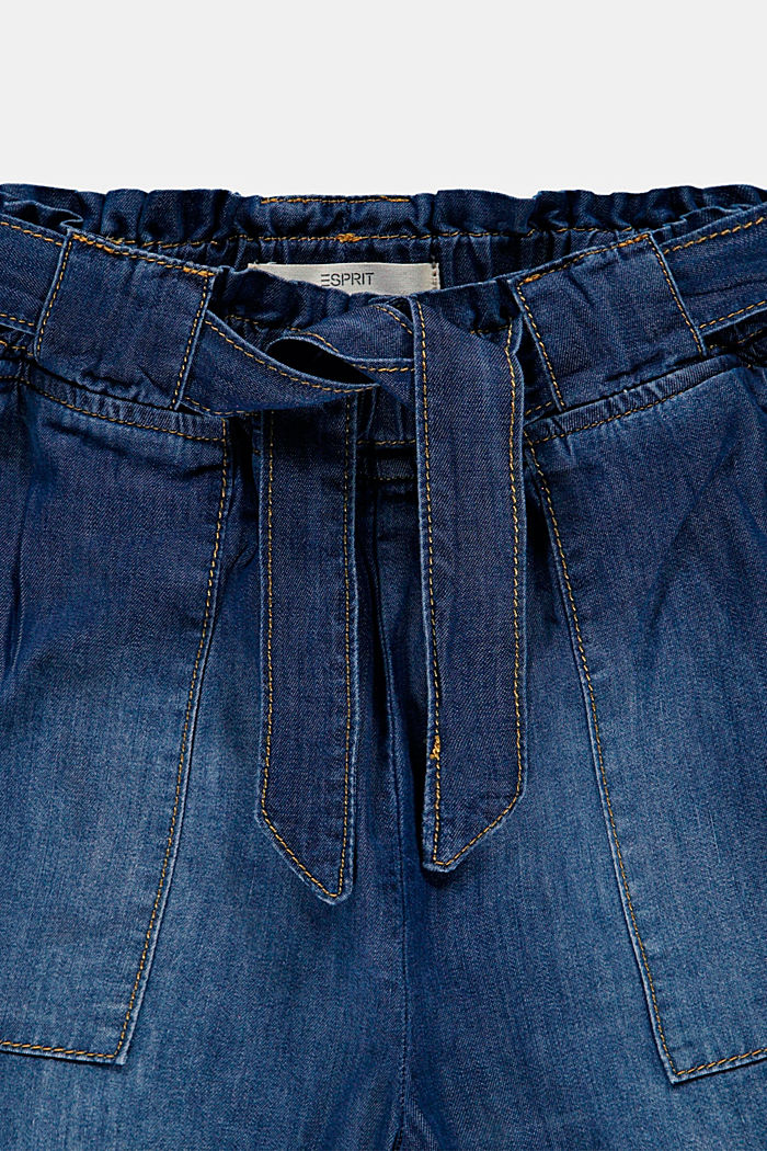 Dżinsowe szorty z elastycznym pasem paperbag, BLUE MEDIUM WASHED, detail image number 2