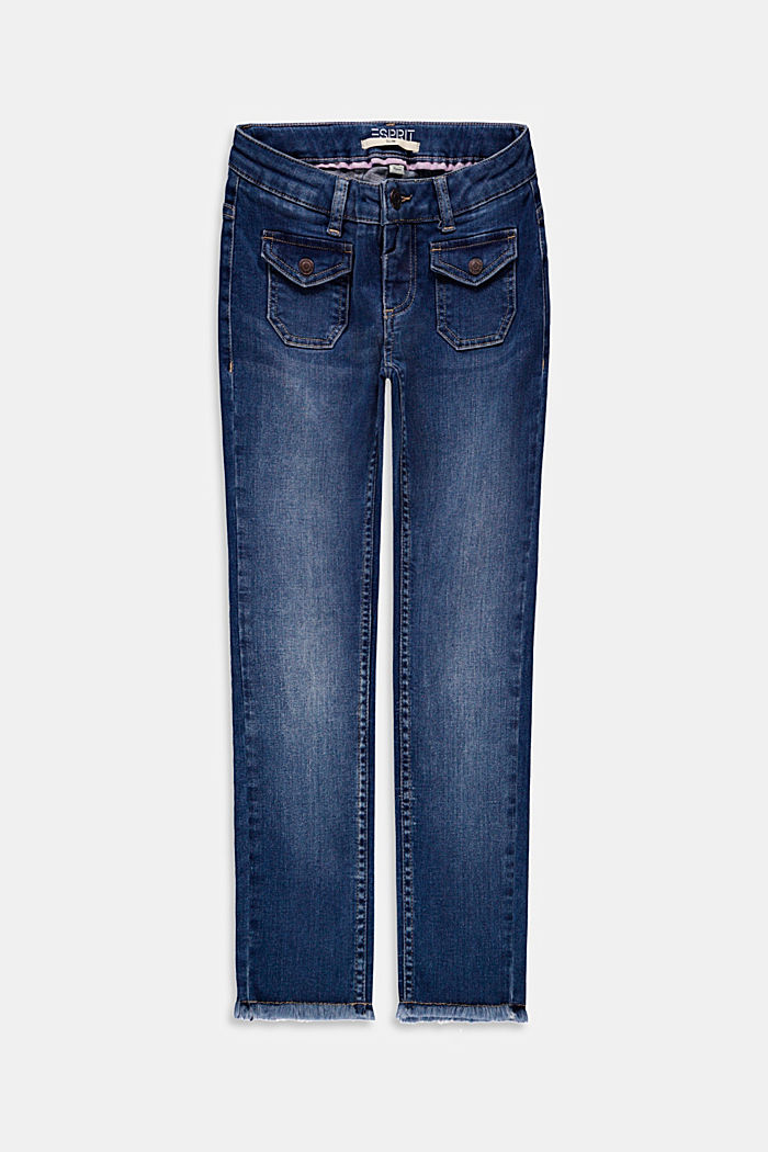 Cropped Jeans mit Fransensäumen