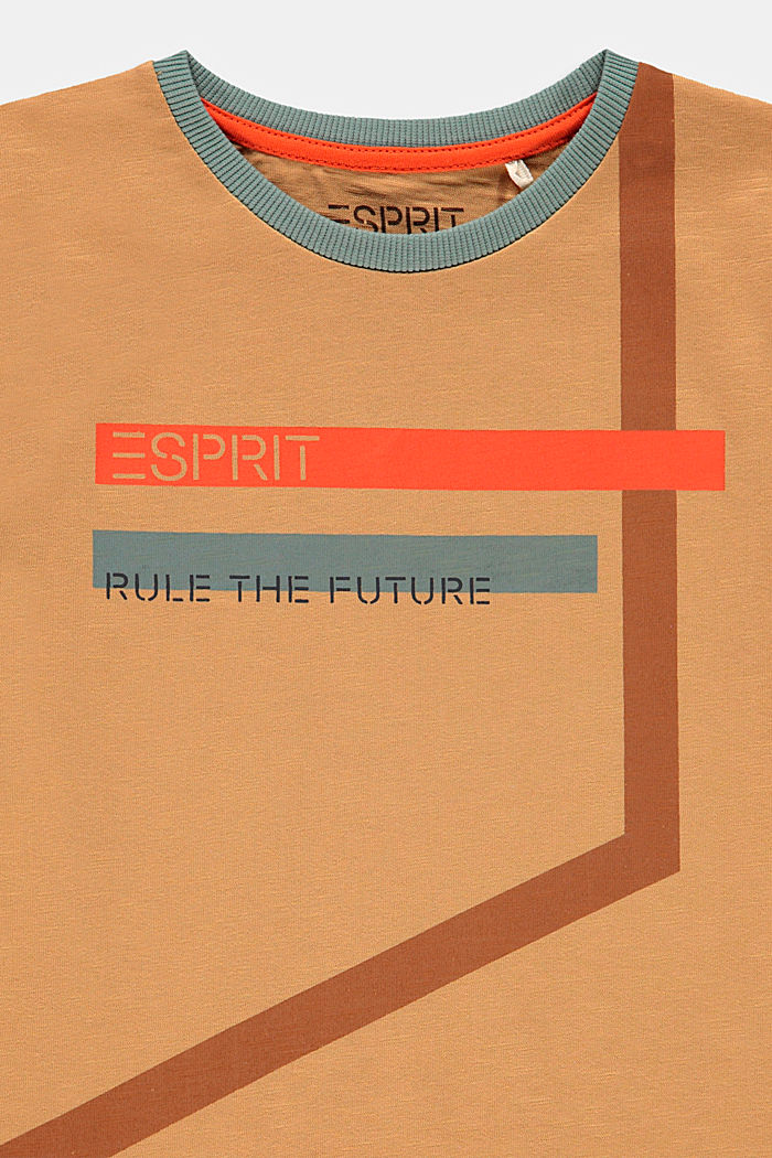 T-shirt met grafische print, 100% katoen, CARAMEL, detail image number 2
