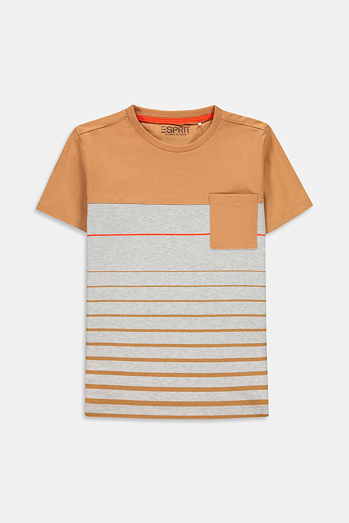 T shirt colour blocking, 100 % coton, SILVER, overview