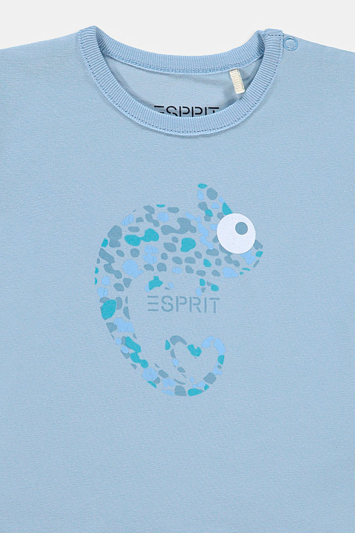 T-shirt z nadrukiem z kameleonem, bawełna ekologiczna, BLUE LAVENDER, detail image number 2