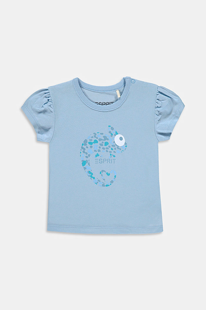 T-shirt z nadrukiem z kameleonem, bawełna ekologiczna, BLUE LAVENDER, detail image number 0