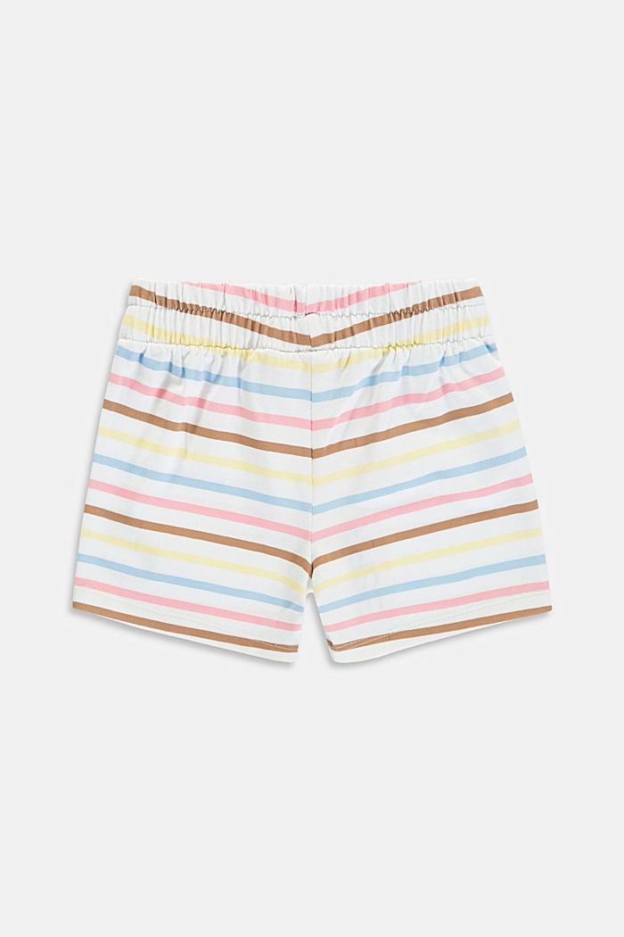Pantalón corto a rayas de colores, algodón ecológico, WHITE, detail image number 1
