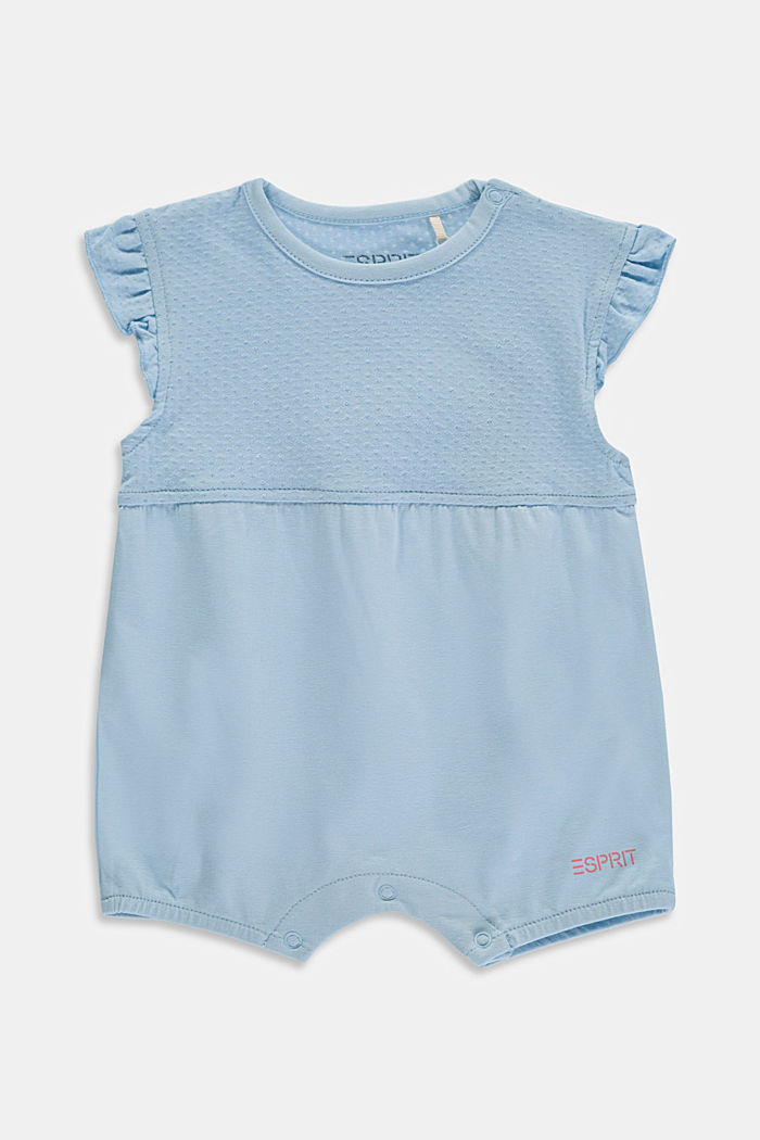 Romper suit with cap sleeves, blended organic cotton