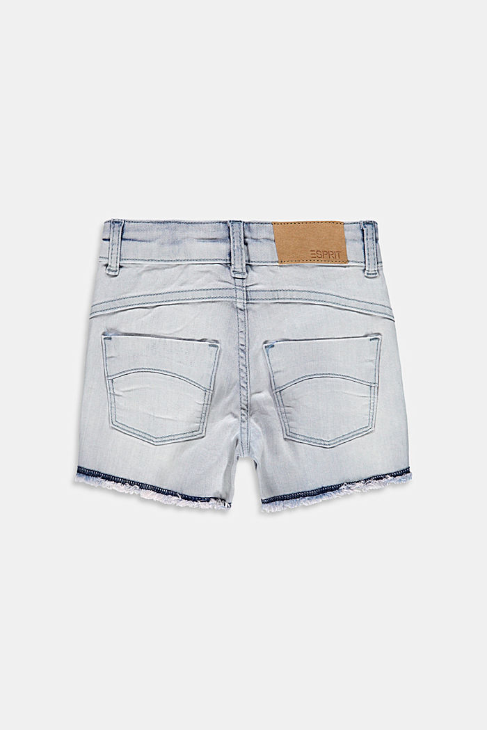 Short en jean décontracté à taille ajustable, BLUE BLEACHED, detail image number 1