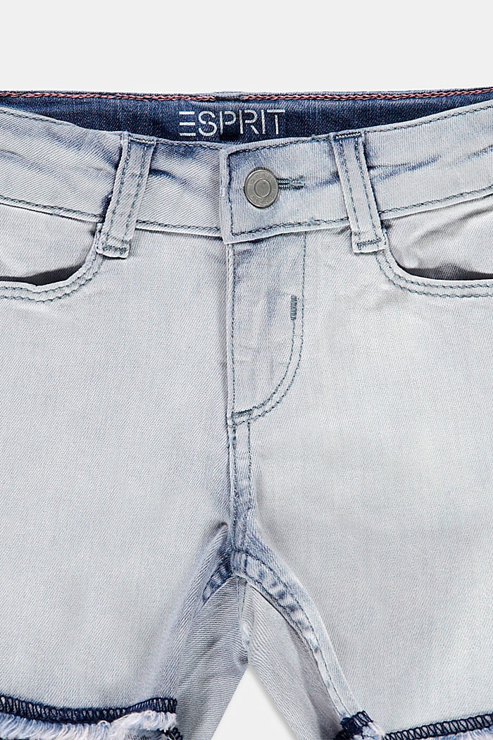 Short en jean décontracté à taille ajustable, BLUE BLEACHED, detail image number 2