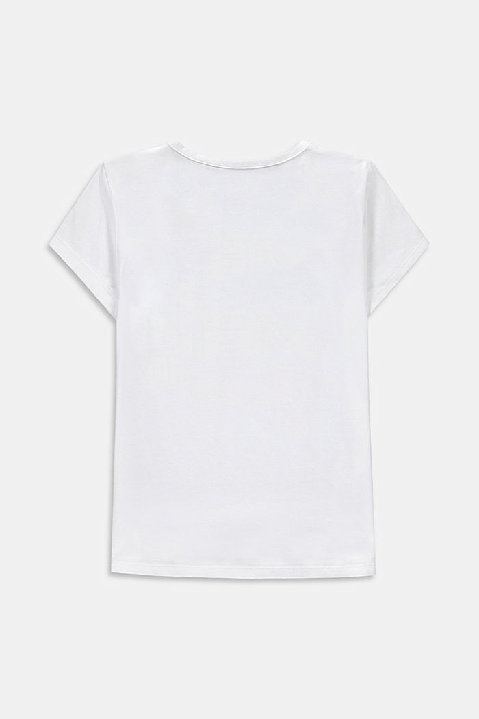 T-shirt z nadrukiem w stylu retro, z bawełny ze streczem, WHITE, detail image number 1