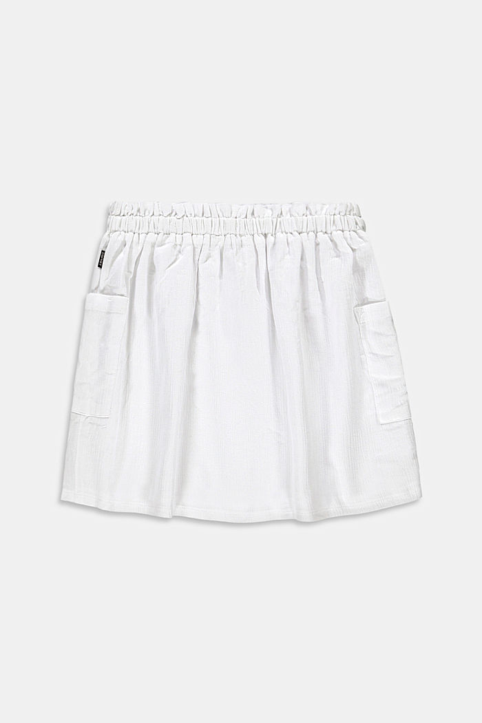 Skirt with an elasticated waistband, 100% cotton, WHITE, detail image number 1