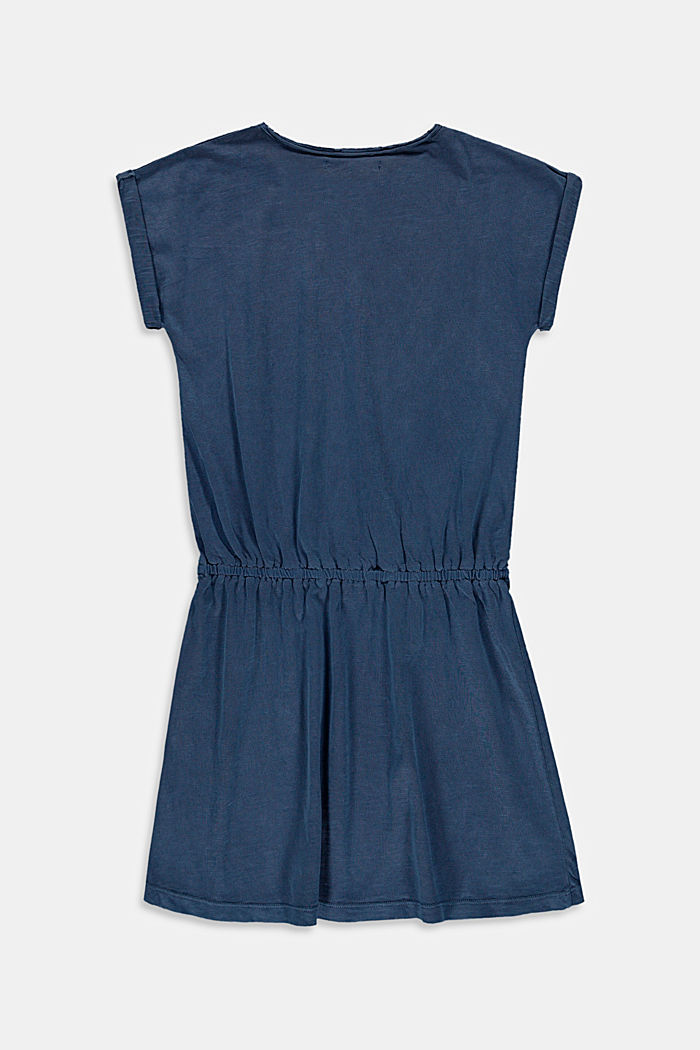 Dżersejowa sukienka z elastyczną partią w talii, 100% bawełna, PETROL BLUE, detail image number 1