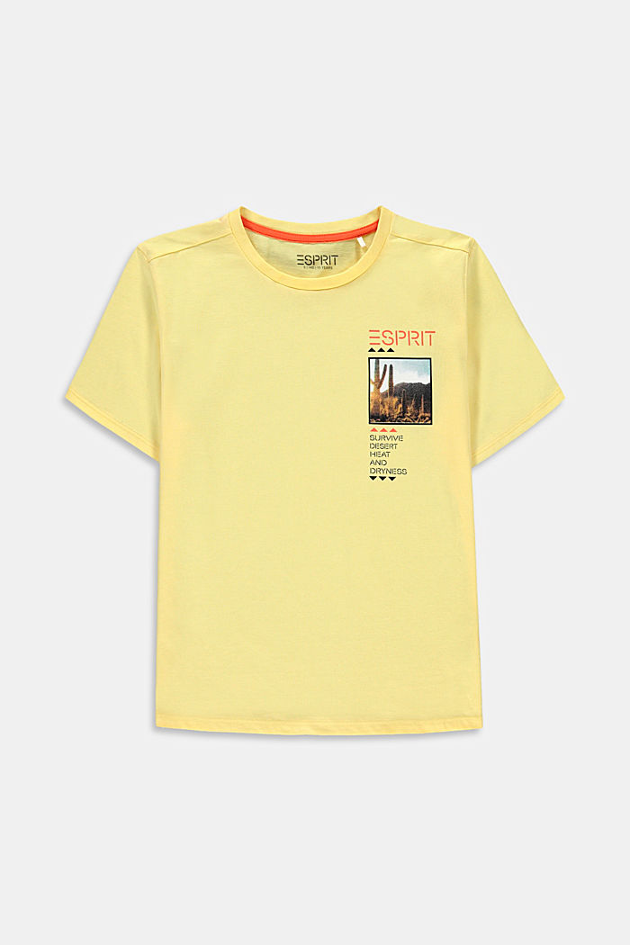 T-shirt oversize z fotonadrukiem, 100% bawełny, BRIGHT YELLOW, detail image number 0