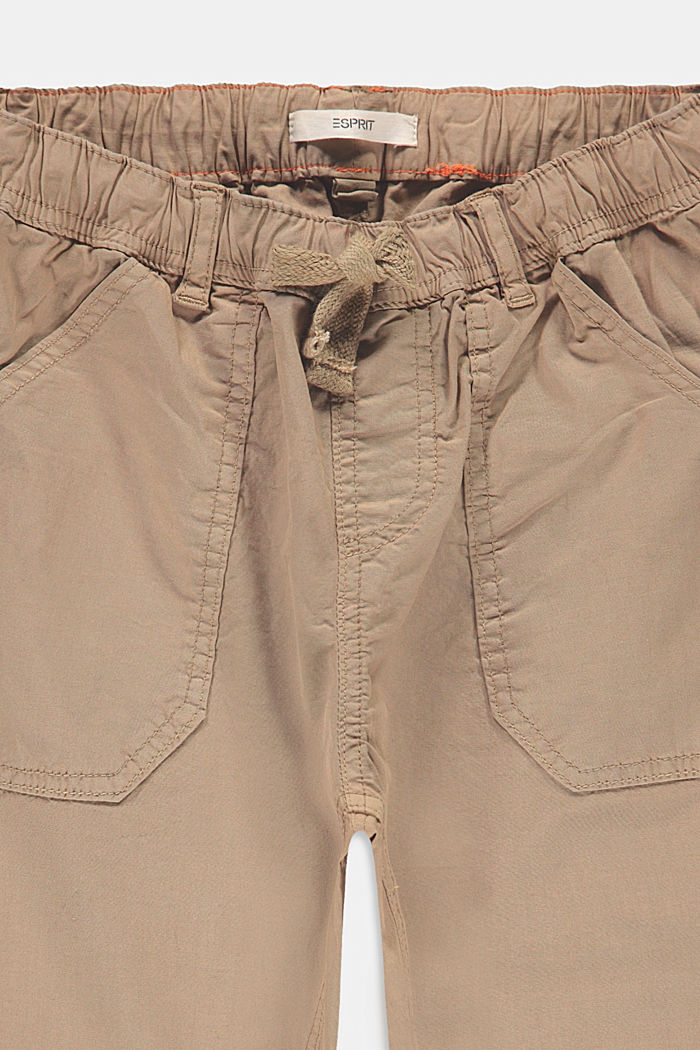 Vyötäröltä kiristettävät housut, puuvillastretchiä, CAMEL, detail image number 2