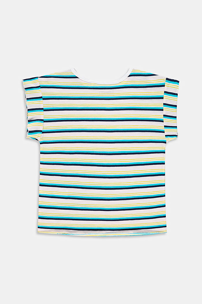 T-shirt à rayures, 100 % coton, PETROL BLUE, detail image number 1