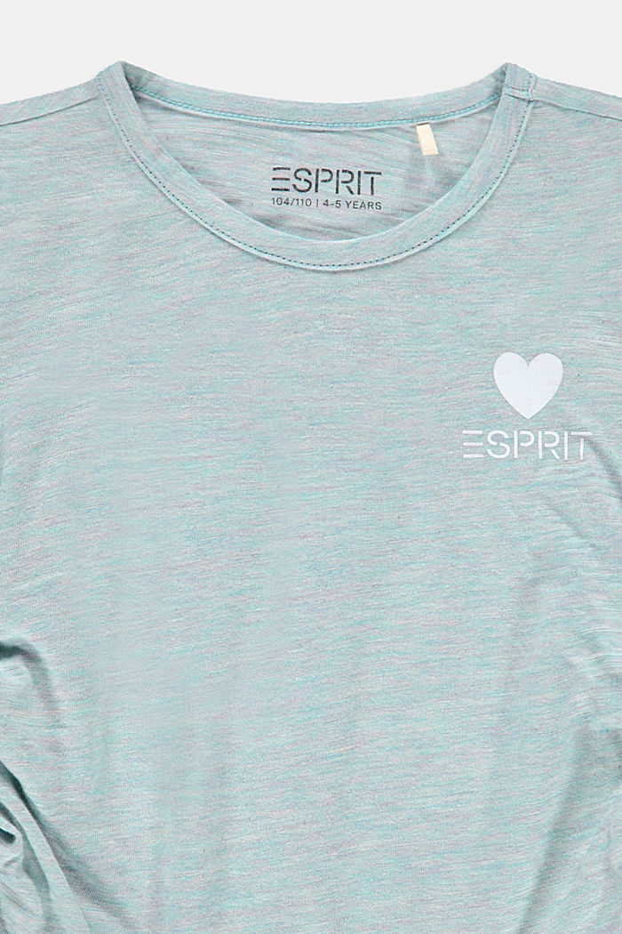 T-shirt met rimpeling en kleine print, LIGHT TURQUOISE, detail image number 2