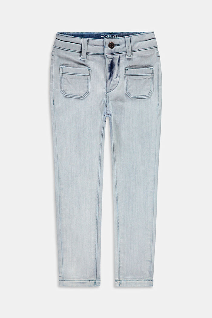 Smalle jeans met verstelbare band, BLUE BLEACHED, detail image number 0