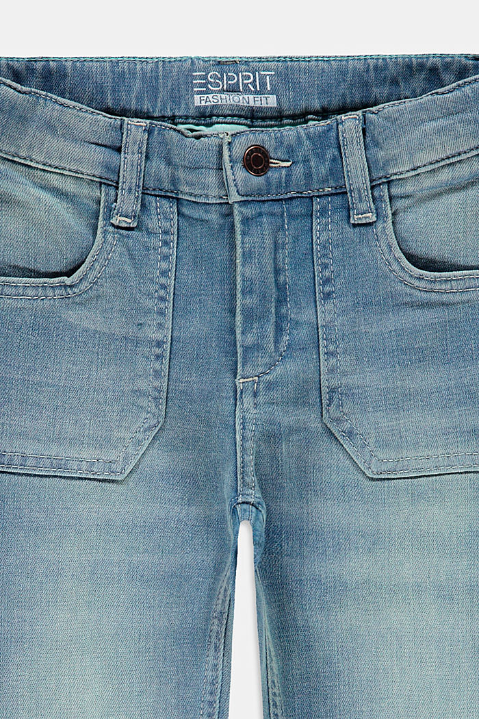 Jeans met wijde pijpen en verstelbare band, BLUE LIGHT WASED, detail image number 2