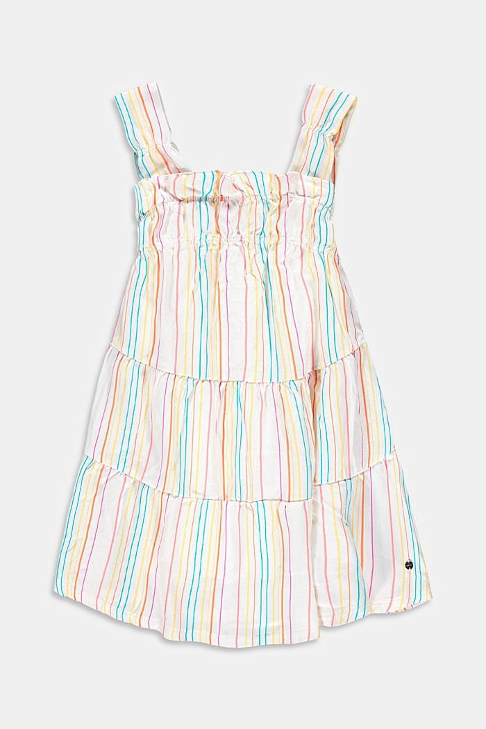 Flounce dress with colourful stripes