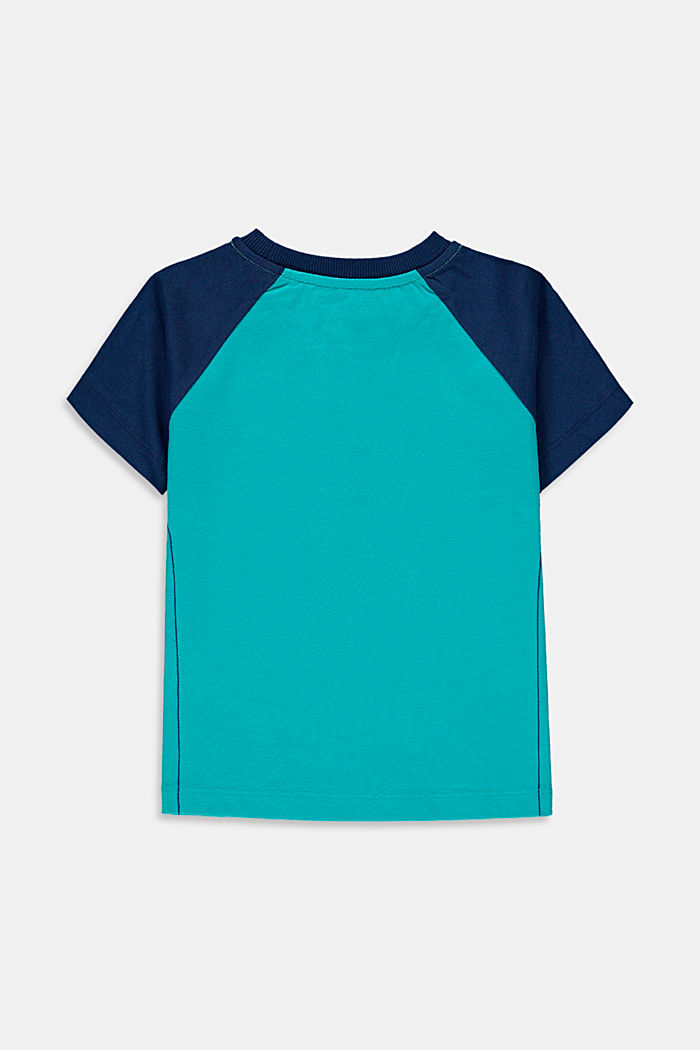 T-shirt d´aspect colour blocking, 100 % coton, DARK TURQUOISE, detail image number 1