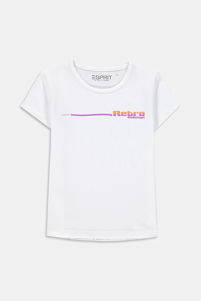 T-shirt met print, katoen-stretch, WHITE, overview