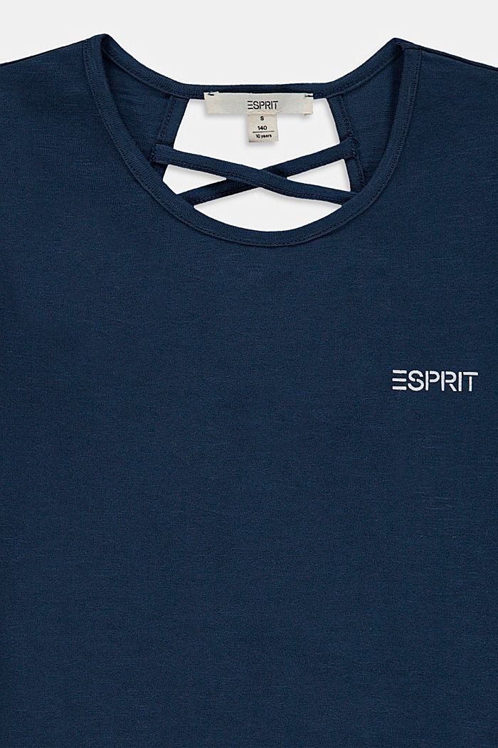 À teneur en lin : le t-shirt à découpes et logo, PETROL BLUE, detail image number 2