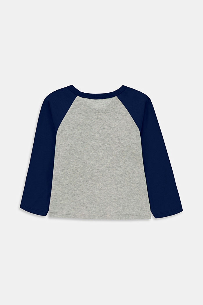 T-shirt manches longues imprimé, coton bio, BLUE, detail image number 1