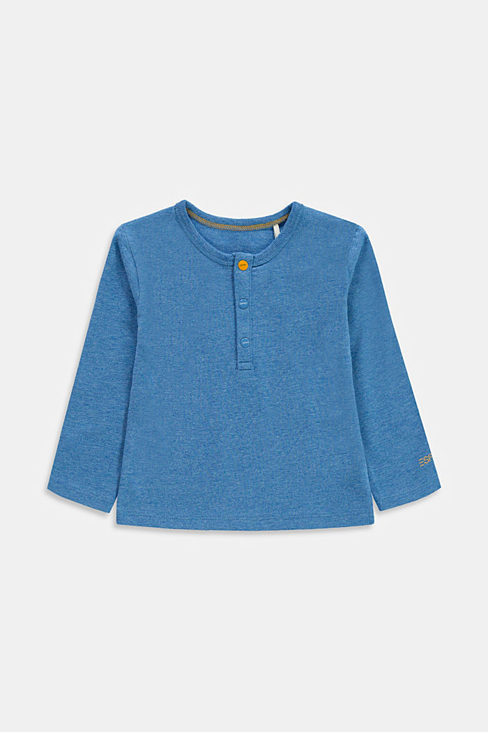 Long sleeve top with a button placket, organic cotton