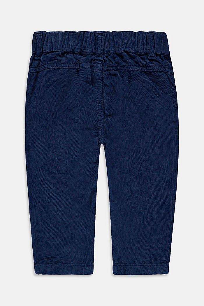 Pantalon en velours côtelé à taille ajustable, en coton, BLUE, detail image number 1