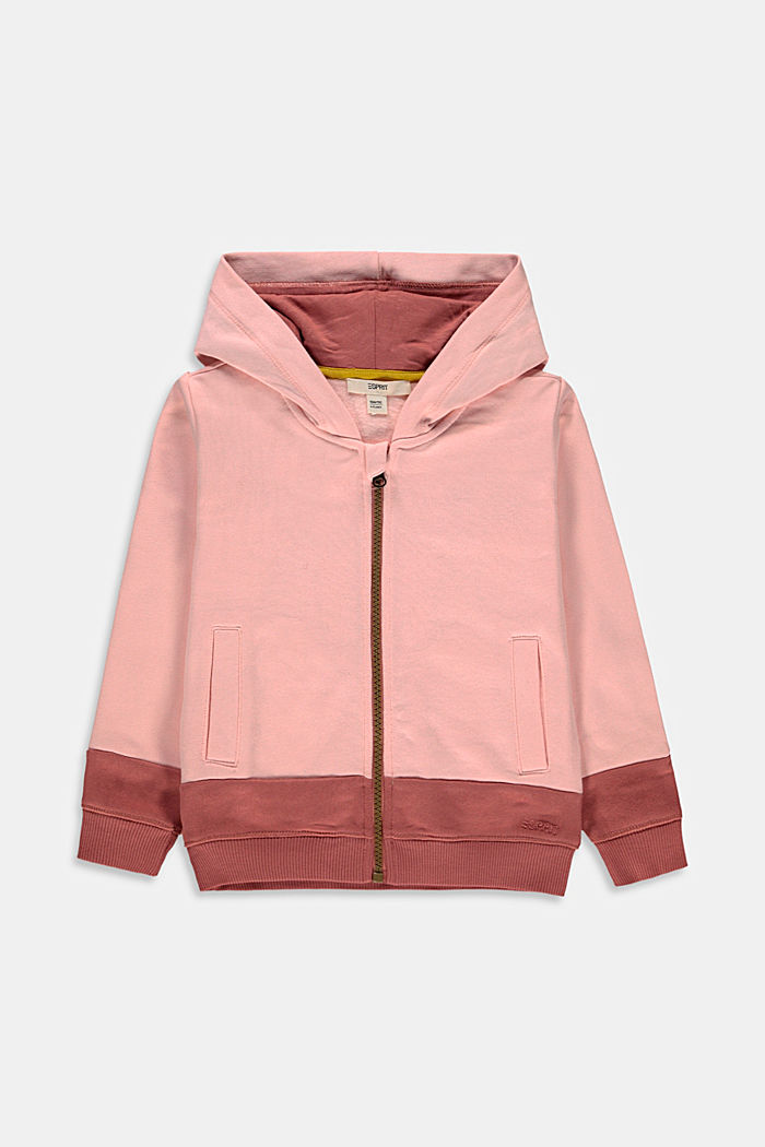 Katoenen hoodie met rits en colour block