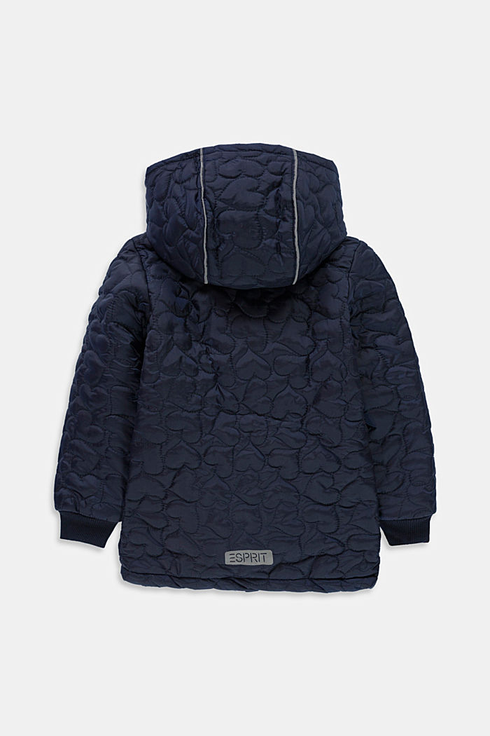 Quilted jacket with a hood and reflectors