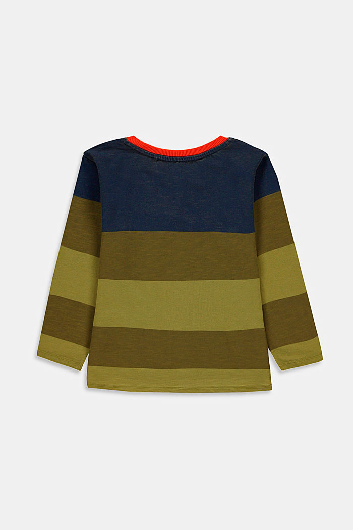 Long sleeve cotton top with block stripes