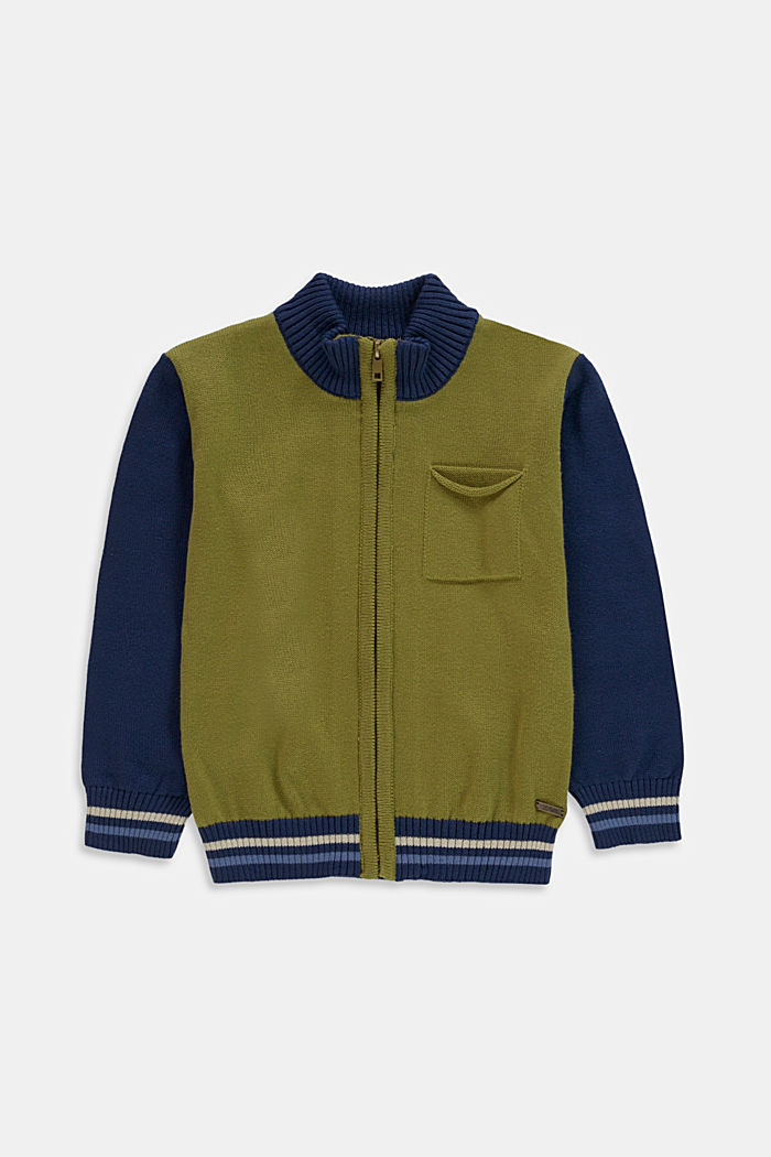 Zip-up cardigan made of 100% cotton