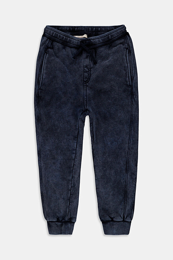Pantalón jogging con efecto de lavado, 100 % algodón, BLUE DARK WASHED, detail image number 0
