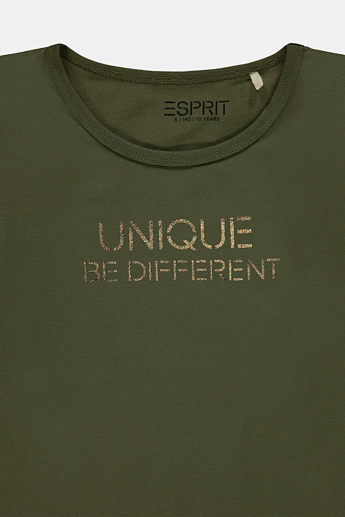 Camiseta de manga larga con estampado metalizado, KHAKI GREEN, detail image number 2