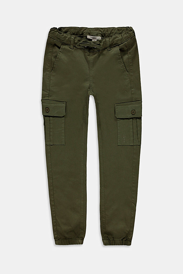 Cargo trousers with an adjustable waistband, organic cotton