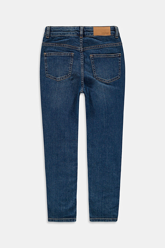 Mom-jeans af bomuld med justerbar livvidde