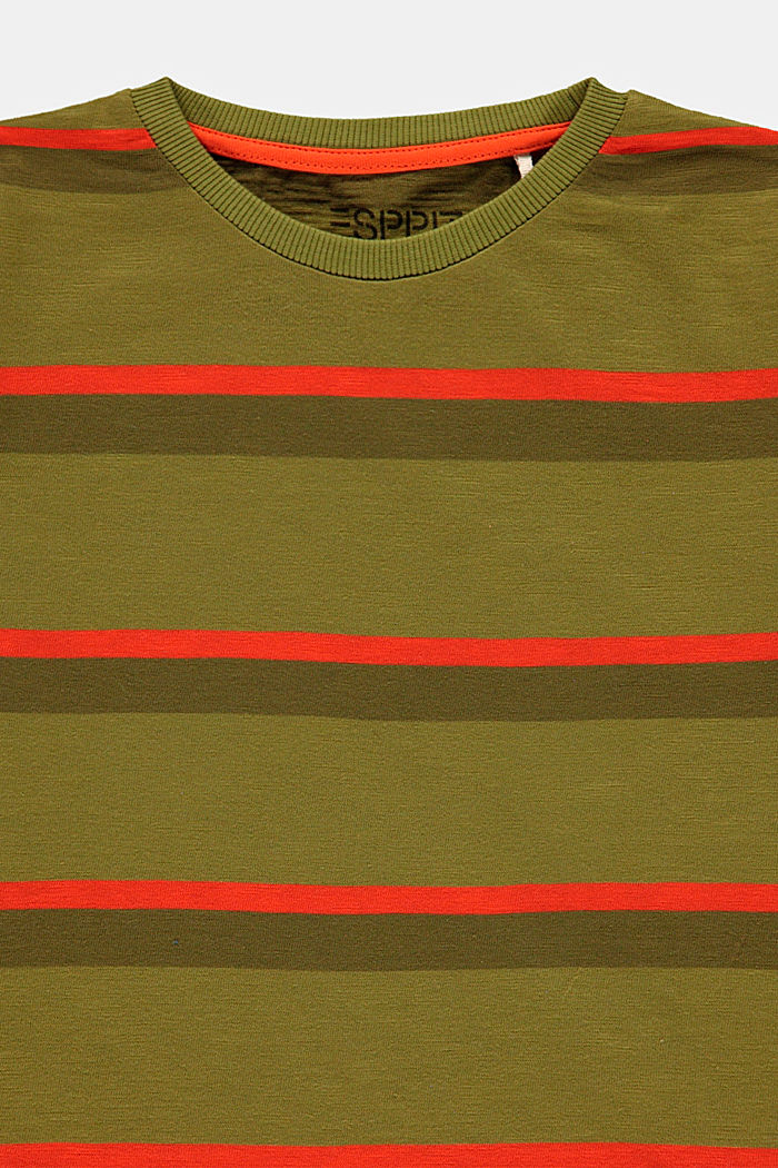 T-shirt à rayures, 100 % coton, LEAF GREEN, detail image number 2