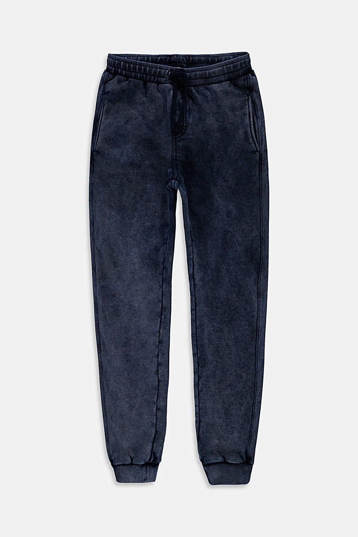 Pantalón jogging con efecto de lavado, 100 % algodón, BLUE DARK WASHED, detail image number 0