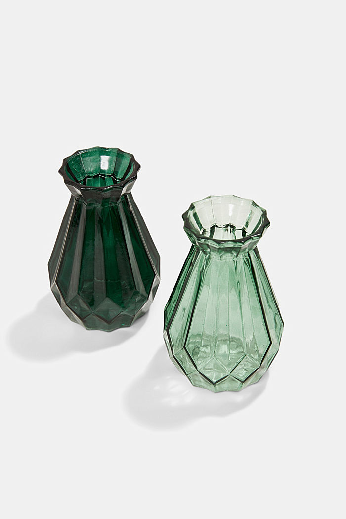 Set van 2 kleine kristallen vazen, GREEN, detail image number 2