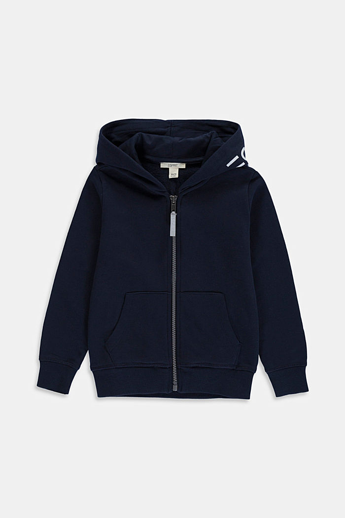 Zip-up hoodie with a logo print, 100% cotton