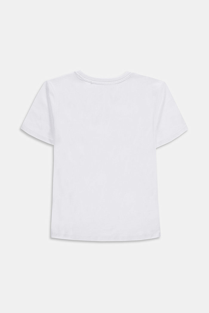 T-shirt van 100% katoen met logo, WHITE, detail image number 1
