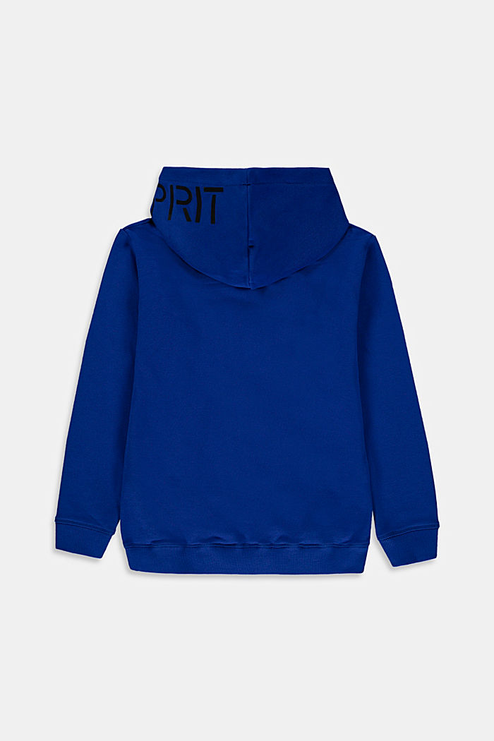 Sudadera de capucha y cremallera con logotipo estampado, 100 % algodón, BRIGHT BLUE, detail image number 1