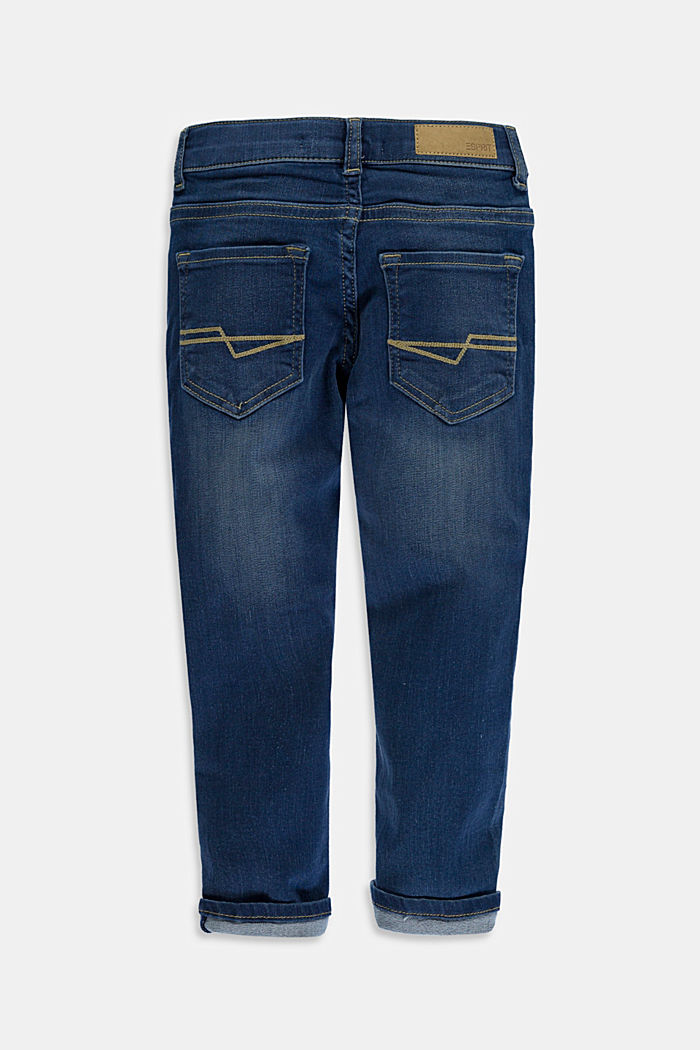 Stretch-Jeans mit Weitenservice und Verstellbund, BLUE DARK WASHED, detail image number 1