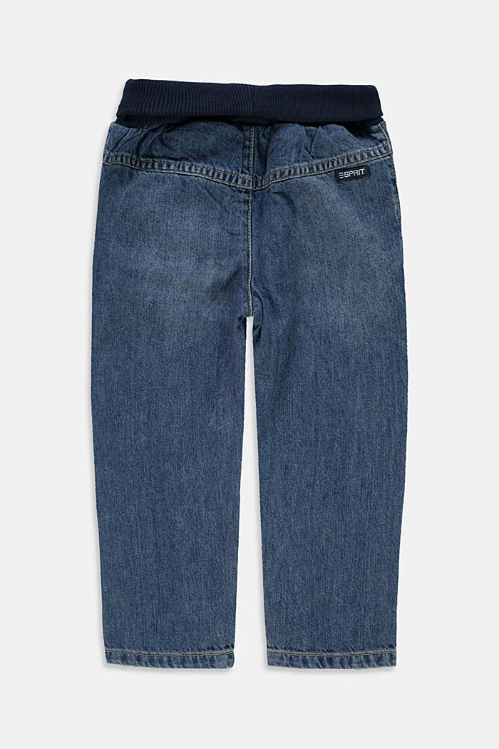 Jeans mit Ripp-Bund, 100% Bio-Baumwolle, BLUE MEDIUM WASHED, detail image number 1