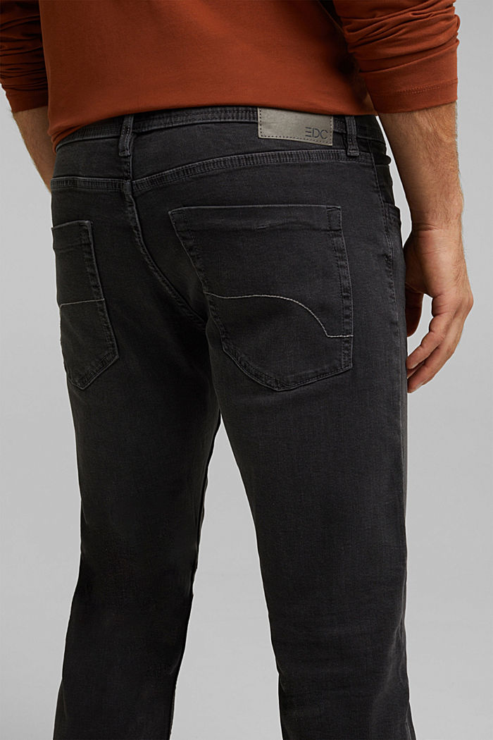 Basic jeans with organic cotton, BLACK DARK WASHED, detail image number 3