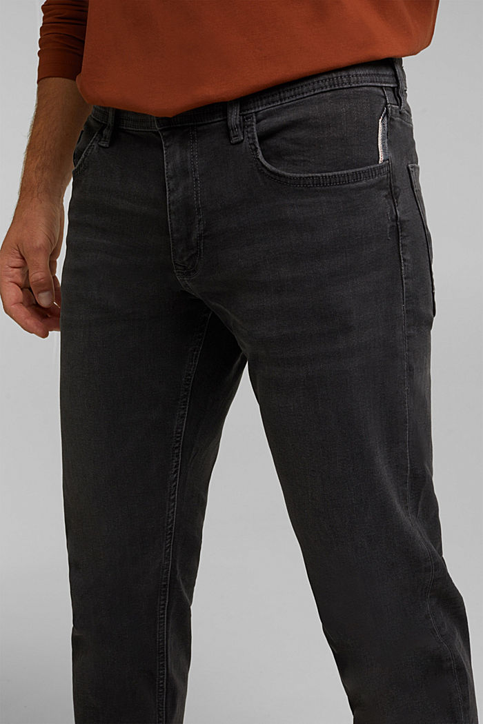 Basic jeans with organic cotton, BLACK DARK WASHED, detail image number 5